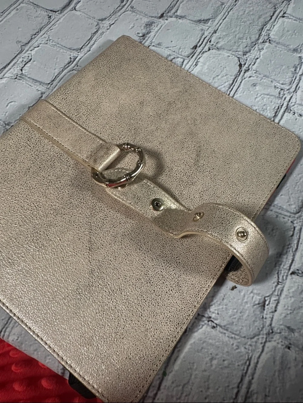 Elaine Turner Gold Metallic iPad case snap closure business card holder